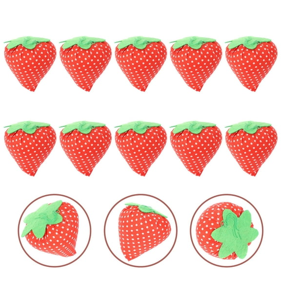 TEHAUX 10Pcs Multi Color Strawberry Shape Pin Cushion for Sewing and Needle Holding in Home