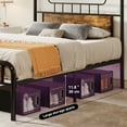 thumbnail image 3 of Moasis  Wood and Metal Platform Bed Frame with Headboard Twin/Full/Queen Size Black/Brown - Full, 3 of 5