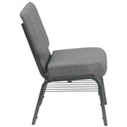 Flash Furniture Hercules Series 21W Upholstered Adult Church Chair with Book Rack, Gray