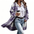 thumbnail image 4 of Perfectbot Women's Long Plaid Flannel Shacket Wool Blend Long Sleeve Casual Fall Jacket, 4 of 6