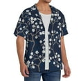 thumbnail image 4 of Daiia Cherry Blossoms on Navy Background Men's Linen Shirts Short Sleeve Casual Shirts Button Down Shirt for Men Beach Summer Wedding Shirt-Medium, 4 of 7