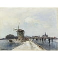 thumbnail image 2 of Johan Barthold Jongkind 24x19 Black Ornate Framed Double Matted Museum Art Print Titled: Skateurs in Maassluis (1862), 2 of 5