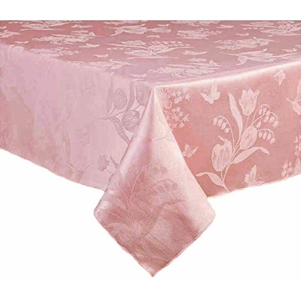 Spring Splendor Damask 70Inch Round Tablecloth in Pink