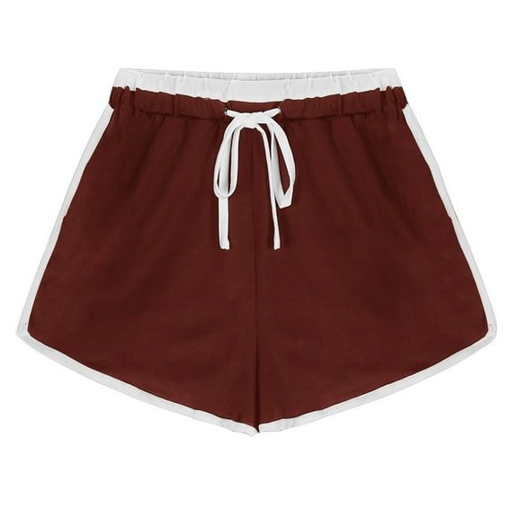 CheerKidz Women's Casual Yoga Dance Short Pants Drawstring Sport Shorts Summer Athletic Cycling Hiking Workout Yoga Shorts Active Shorts(Wine,2XL)