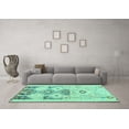 thumbnail image 3 of Ahgly Company Indoor Round Southwestern Turquoise Blue Country Area Rugs, 7' Round, 3 of 4