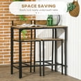 thumbnail image 3 of 3-Piece Industrial Bar Table Set with 2 High Back Stools, Rustic Brown MDF & Steel Frame Counter Height Bistro Set for Indoor Kitchen or Outdoor Patio, 35" L x 17.75" W Table, 3 of 7