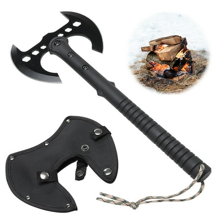 LCOKEIY Double Axe and Hatchet with Sheath for Outdoor Survival Hiking Camping, 16"  Camping Axe