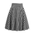 thumbnail image 2 of Midi Skirt for Plus Size Women Summer Casual Leisure Knee Length Elastic Waist Striped A-Line Flowy Stretchy Skirt, 2 of 6