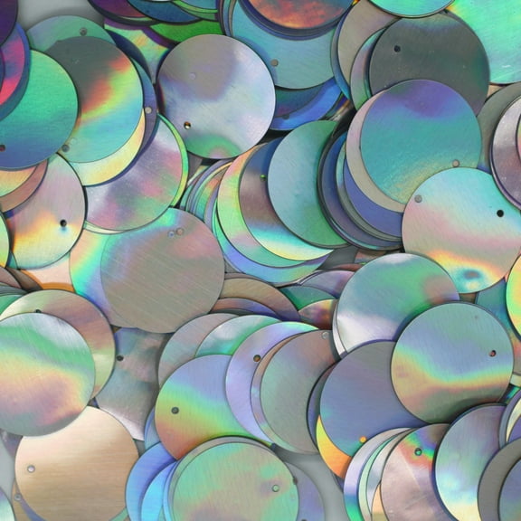 Silver Sequins 20mm Top Hole Lazersheen Rainbow Reflective Metallic Made in USA