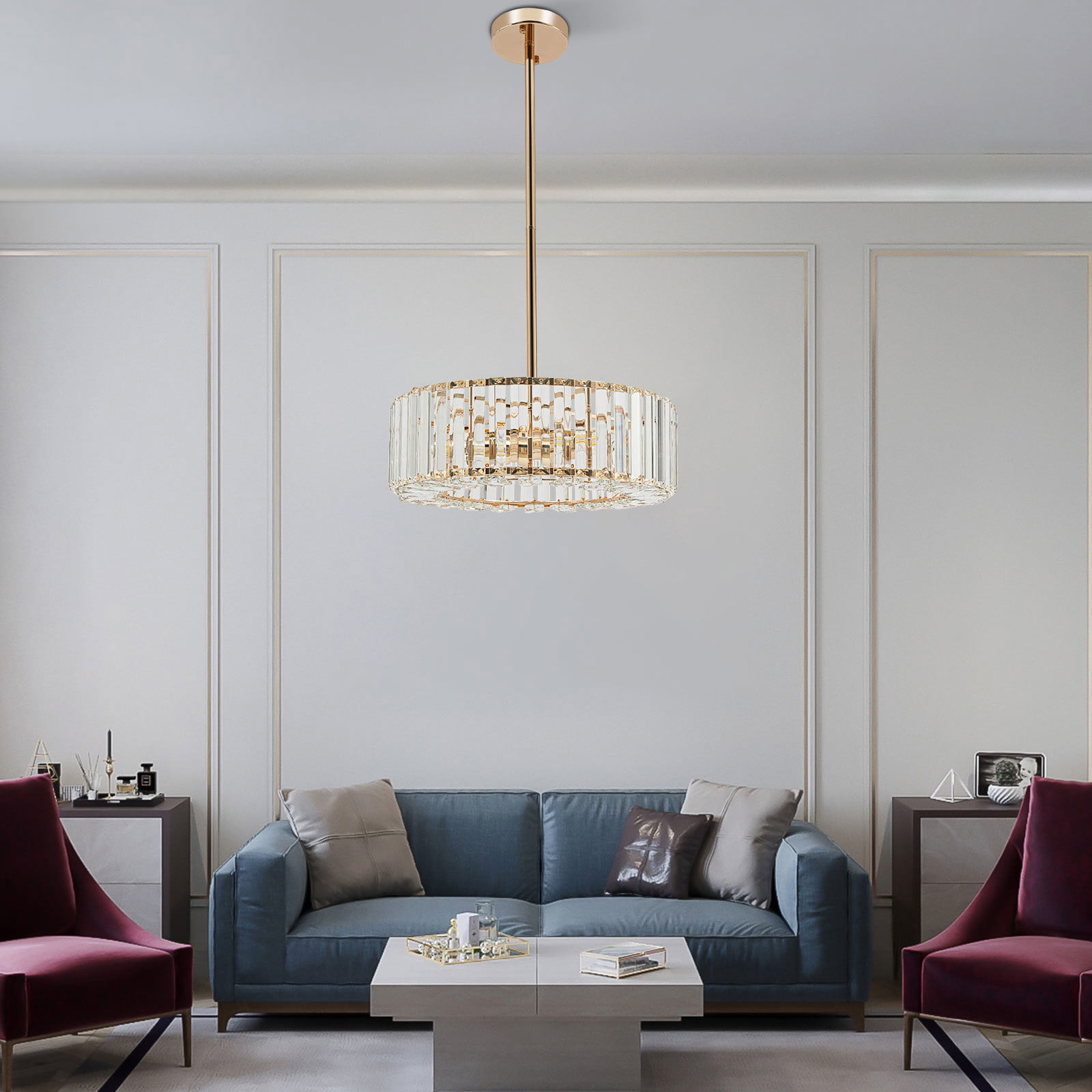 Modern Crystal Chandelier, Ceiling Light Fixtures, Pendant Lighting for Dining Room Living Room (Not Included Bulbs)