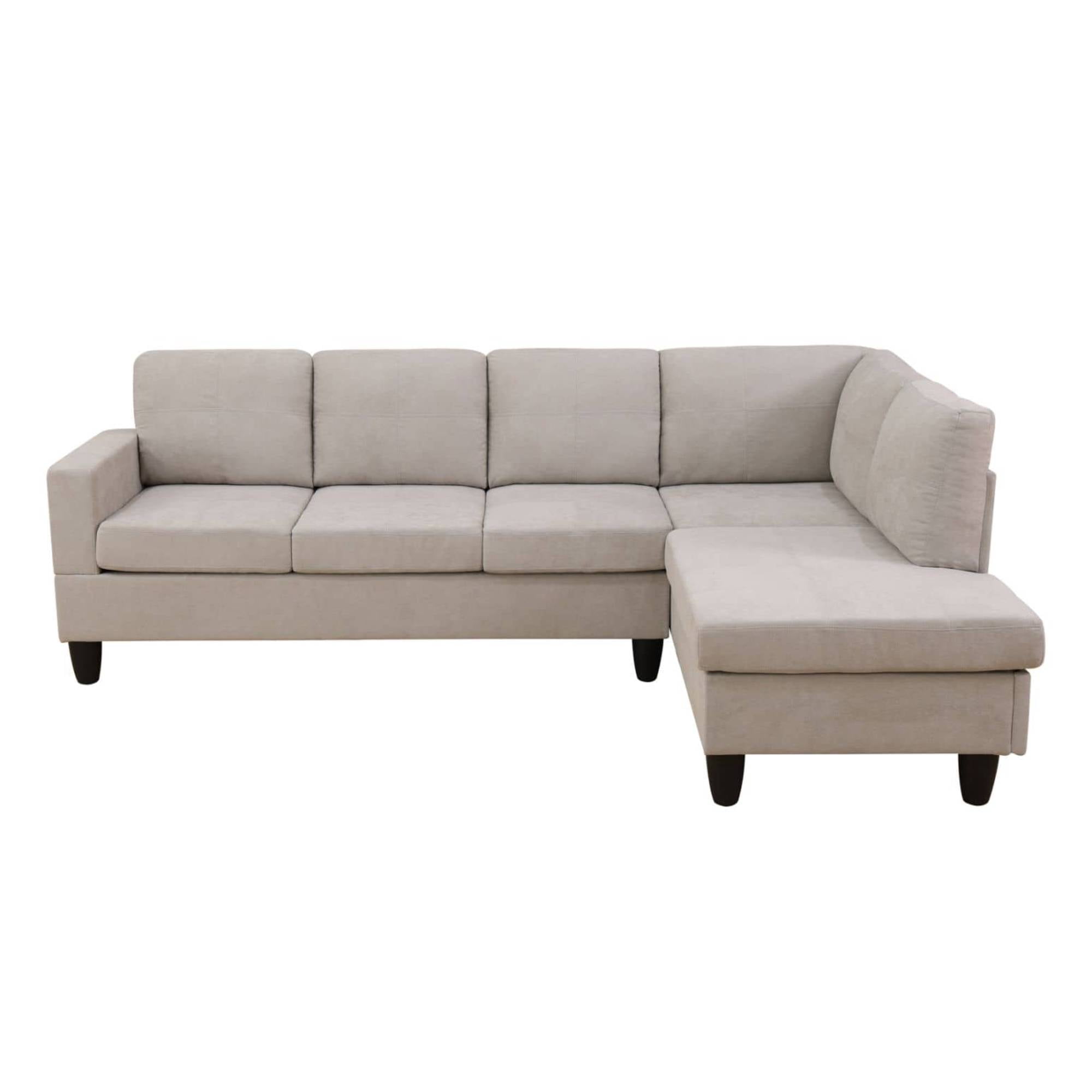 Modern Sectional Sofa Couch 3 Seat L-Shaped Sofa with Right Chaise for Small Apartments, Living Room, Light Grey