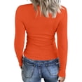thumbnail image 4 of Knitted Tops for Women Long Sleeve Shirts with Slim Fitted Crop Tops Casual Crewneck Basic Tees Fall Fashion Y2K Clothes Saffron S, 4 of 8