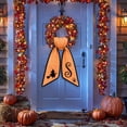 thumbnail image 4 of Halloween Wreath Accent Bow, Themed Fabric Sash, Silhouette Printed Ribbon, Front Door Bow Decor, Harvest Decorative Ribbon, Striped Cloth with Contrast Edge Trim, Seasonal Wreath Accent, 4 of 6
