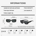 thumbnail image 2 of Gafas de sol cuadradas pequeñas para hombre y mujer, lentes de sol con montura negra, estilo Punk, Vintage, a la moda, para conducir y pescar, 2 of 5
