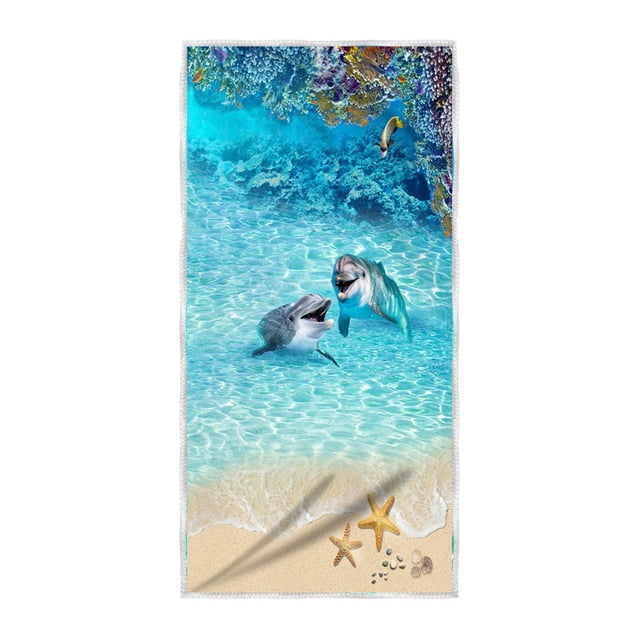 Fesfesfes Travel Microfiber Beach Towel Lightweight Quickly Dry Construction Sandproof Technology Colorful Design Multipurpose Swim Blanket Pool Shore Accessory