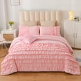 thumbnail image 5 of Btargot 6Pcs Waterfall Ruffled Princess Comforter Set Full Soft Chic Bedding Set for Kids Girls Pink, 5 of 12