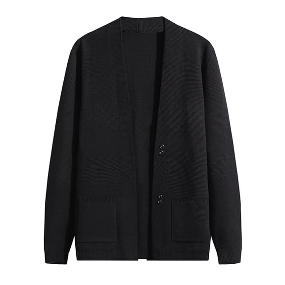 Vedolay Men's Cardigan Sweater Long Sleeve Cardigan Coats Open Front Button Down Loose Sweaters Black,L