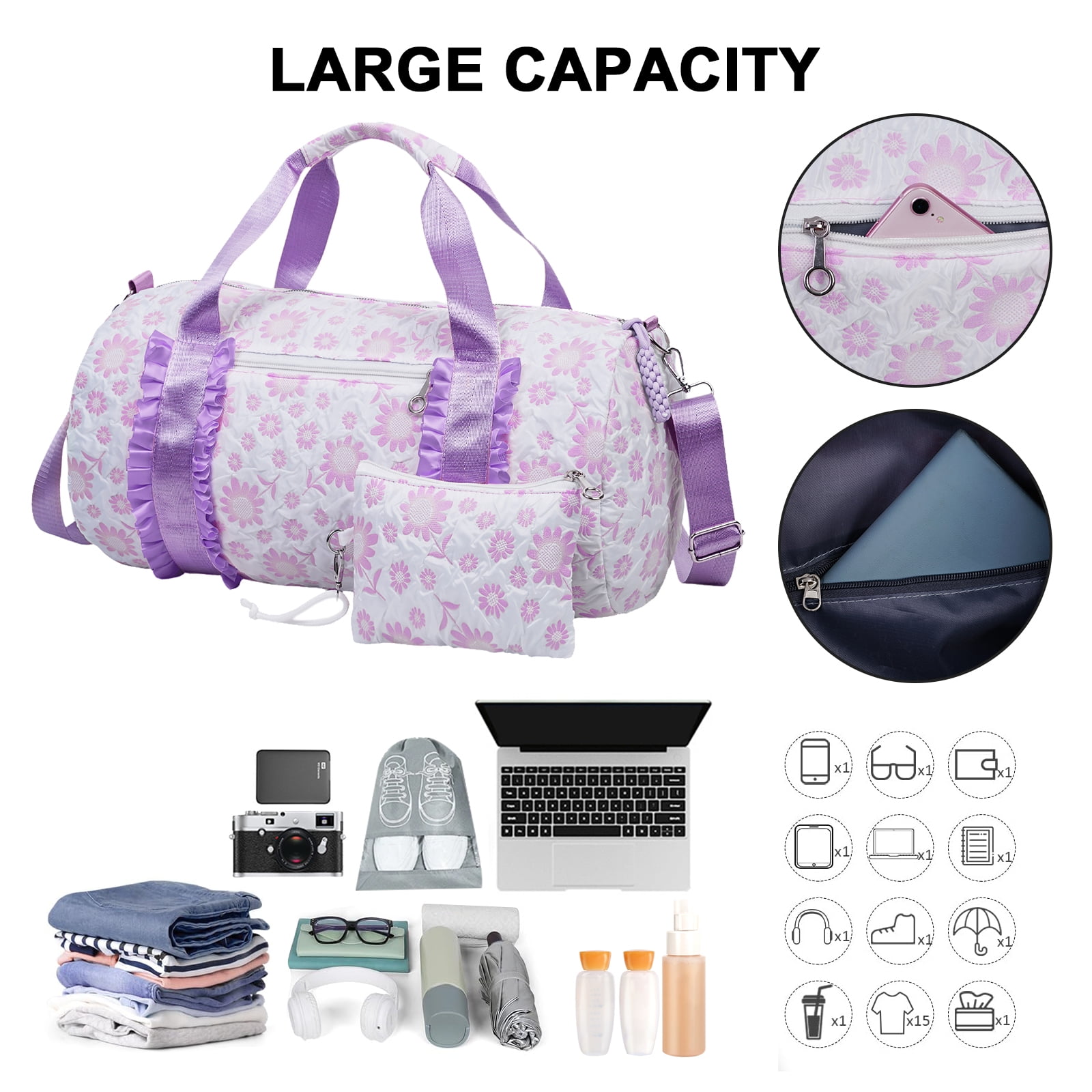 2pcs Oxford Travel Tote Bag Set for Women, Lightweight Weekender Duffel, Ideal for Carry-On, Overnight Trips, Gym, Daily Commute, Crossbody Bags
