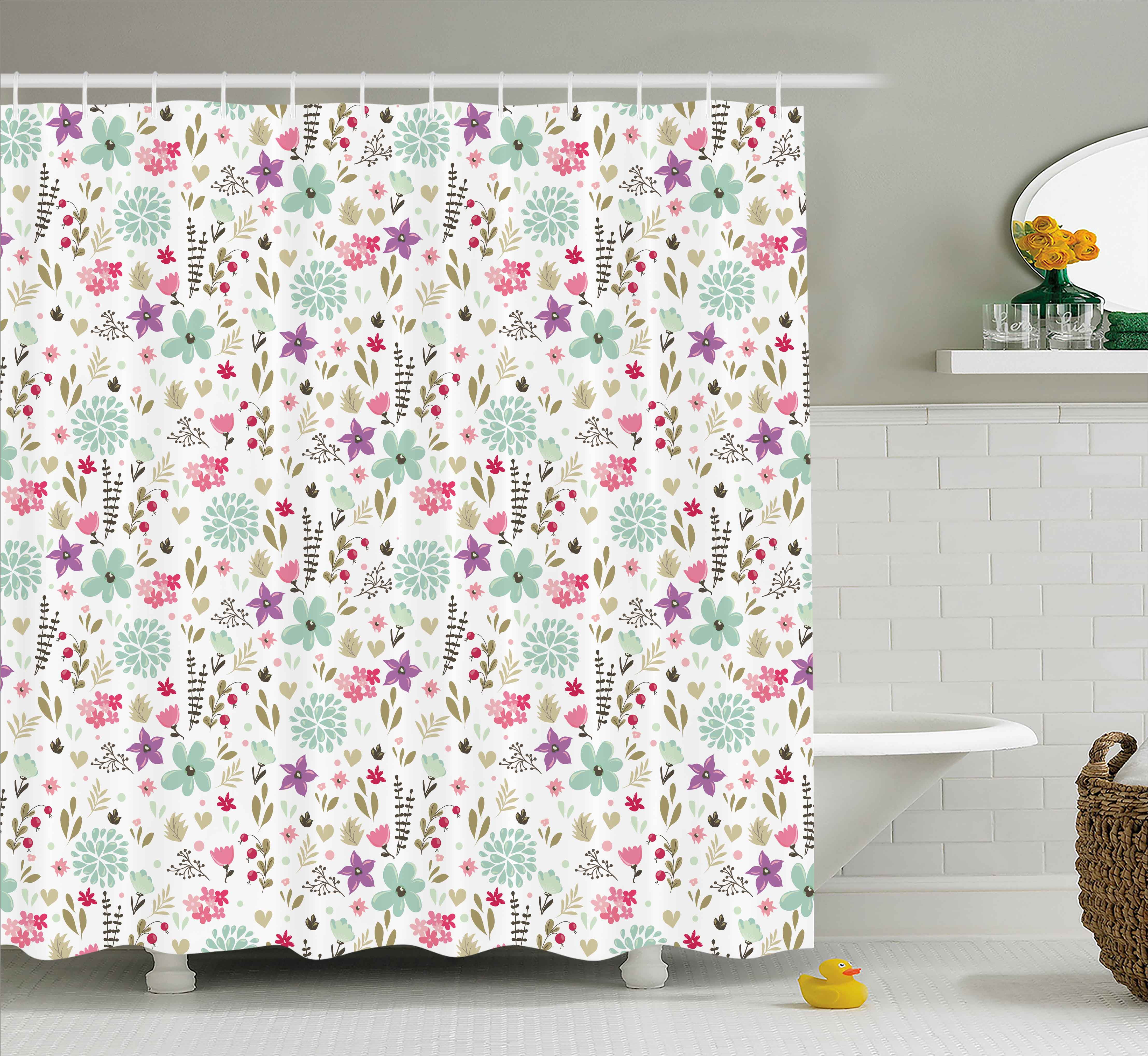 Shabby Chic Shower Curtain, Flowers Floral Romantic Country Nature