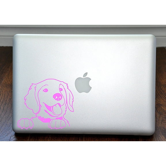 Prince the Golden Retriever Soft Pink Decal for 13" Macbook