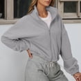 thumbnail image 4 of Bibifish Womens Jackets Stand Collar Drawstring Waist Fuzzy Full Zip Up Jackets Rib Cropped Fit Warm Soft Casual Streetwear Daily Wear Trendy Jackets, 4 of 6