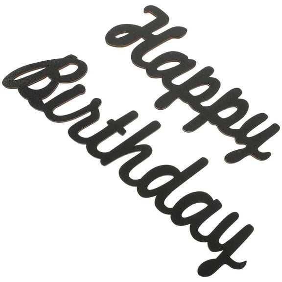TEHAUX 1 Set Letter Wall Stickers Happy Birthday Sign For Backdrop Wooden Cutouts Home Wall Decor Black Rectangular