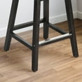 thumbnail image 3 of Dextrus Swivel 26" Faux Leather Upholstery Counter Stool with Rubber Wood Legs, Black, 3 of 8