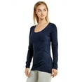 thumbnail image 2 of T-Shirt - Women's Fitted Cotton Long Sleeve Scoop Neck Tee M, Navy, 2 of 4