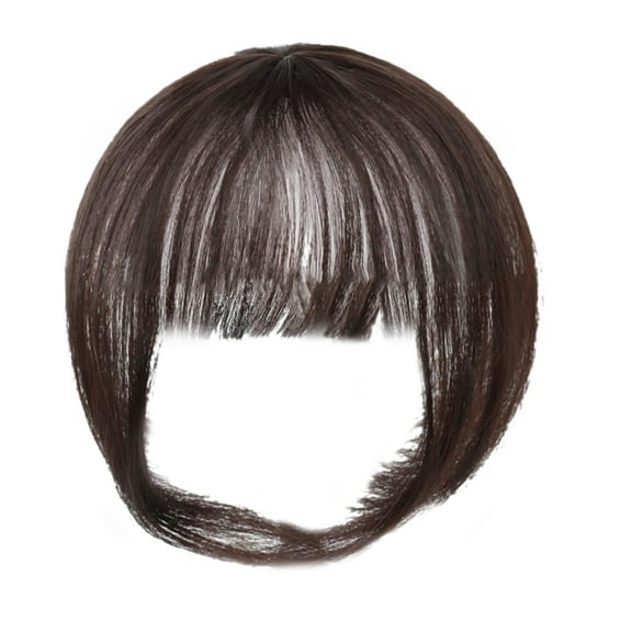 Clip in Bangs Hair Extensions, Invisible 3D Air Bangs Wig, Natural Multi-directional, Wispy Bangs with Temples Hairpieces for Daily Wear-Dark Brown-8.66''Length