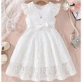 thumbnail image 4 of Fgnfyis Toddler Princess Dress Lace Puff Sleeves Front Zipper Elegant Summer Casual Party Toddlers Girls Summer Dress White 4-5 Years, 4 of 9