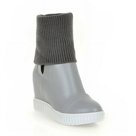 

IELGY Women s Short boots PU Inner heightening Thick plush lining Sleeve