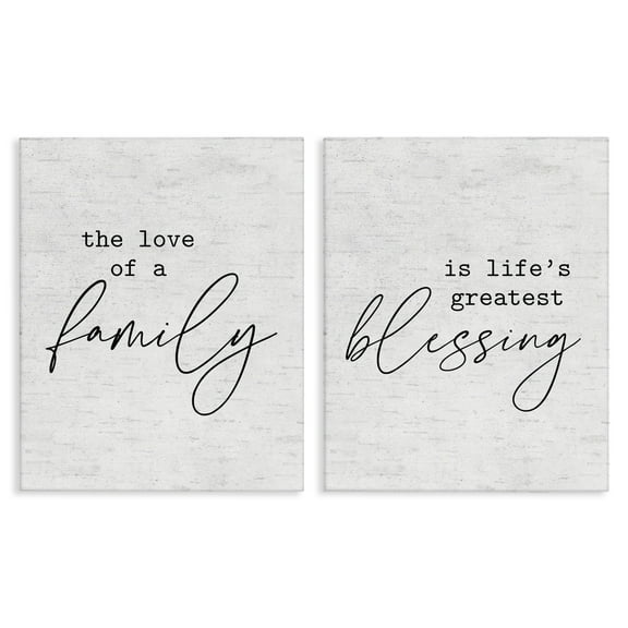 Stupell Industries Love of Family is Life's Greatest Blessing Minimal Quote Canvas Wall Art Design by Lettered and Lined, 2 Piece, 24" x 30"