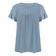 thumbnail image 5 of Fiudx Ofertas Relámpago Top/Camisa de Manga Corta con Cuello Redondo y Encaje para Mujer, Top Ajustado de Manga Corta con Volantes, Color Liso, 5 of 6