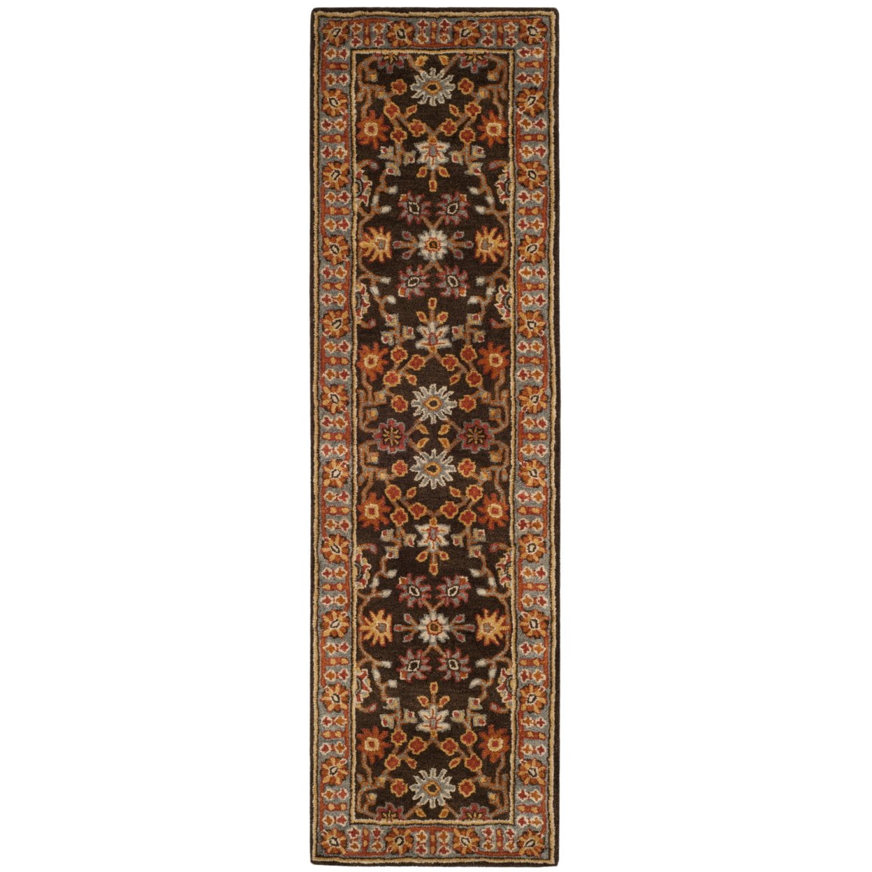 SAFAVIEH Heritage Genette Traditional Wool Area Rug, Charcoal/Blue, 6' x 6' Square