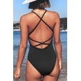 thumbnail image 3 of Cupshe Women's Black V Neck Vacation One Piece Swimsuit Lace up Monokini, m, 3 of 4