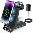 thumbnail image 1 of wonima02 Wireless Charging Station - 4 in 1 Wireless Charger with Alarm Clock, Charging Stand Dock for iPhone 16 15 14 13 12 11 X 8, for AirPods 3 Pro, Apple Watch 9/8/7/6/5/SE/4/3/2, 1 of 1