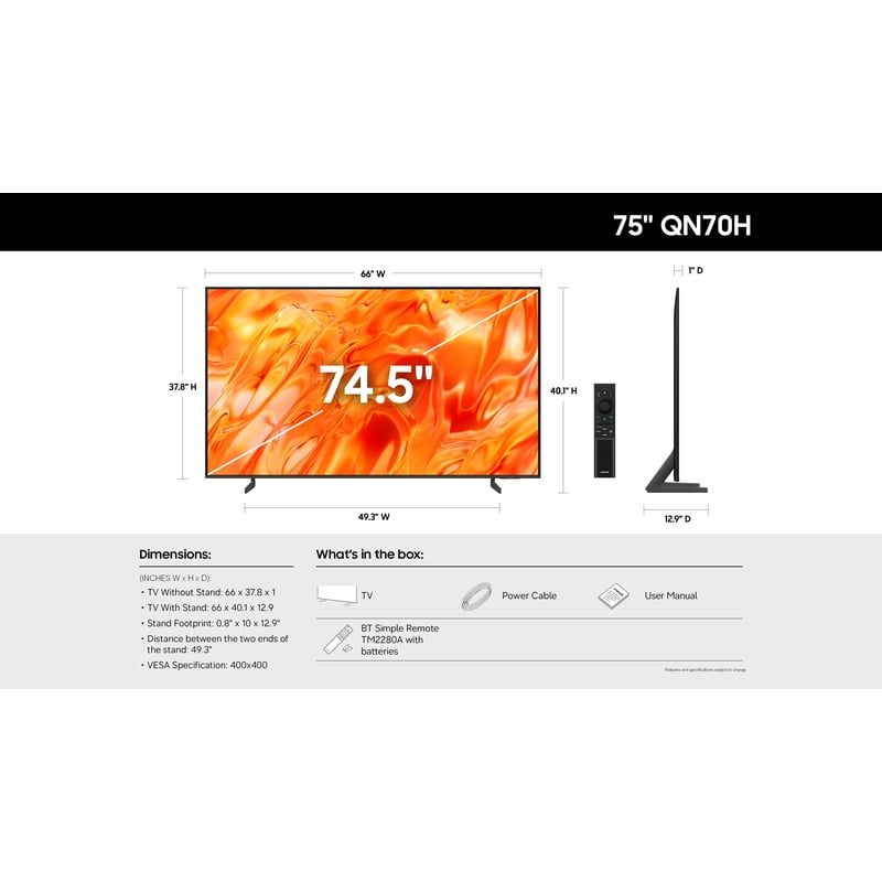 Samsung 75" Class QN70H Series Neo QLED Mini LED 4K UHD Samsung Vision AI Smart Tizen TV 2026 - QN75QN70HAFXZA gallery view