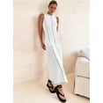 thumbnail image 5 of Womens Sleeveless T Shirt Dress Summer Contrast Ribbed Knit Tank Maxi Dresses White S, 5 of 9