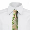 thumbnail image 2 of Floral Necktie, Vintage Flowers Pointy Petal, Dress Tie, 3.7", Cream Pistachio Green, by Ambesonne, 2 of 3