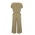 thumbnail image 4 of MSJUHEG Jumpsuits For Women Dressy Joggers For Women Women'S Solid Color High Waist Short Sleeve Showing Thin Trousers Women'S Fashion Casual Loose Type Jumpsuit Jumpsuit Beige L, 4 of 5