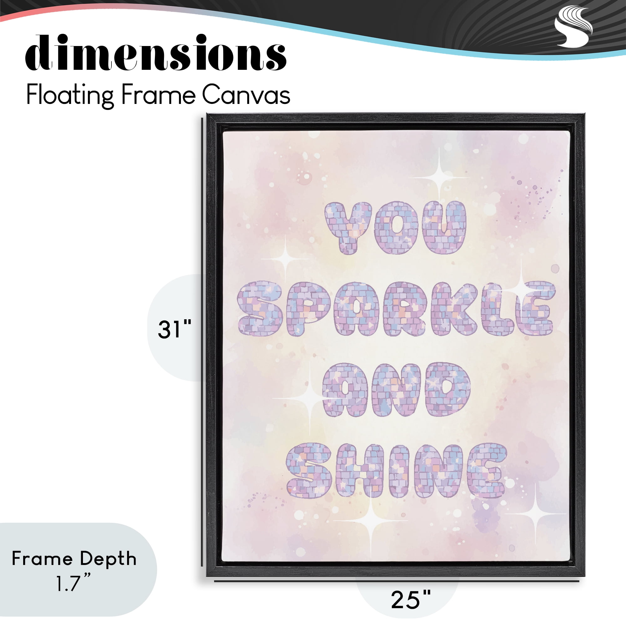 Stupell Industries You Sparkle And Shine Pastels Black Framed Floater Canvas Wall Art, design by Lil' Rue