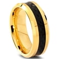 thumbnail image 2 of Charming Jewelers Tungsten Wedding Band Ring 8mm for Men Women Comfort Fit 18K Yellow Gold Plated Black Carbon Fiber Beveled Edge Polished Lifetime Guarantee Size 10, 2 of 5