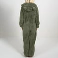 thumbnail image 4 of SDNall One Piece Pajamas for Women Long Sleeve Hooded Jumpsuit Pajamas Casual Winter Warm Rompe Sleepwear (Army Green, Sizes S-XXXXXL), 4 of 9