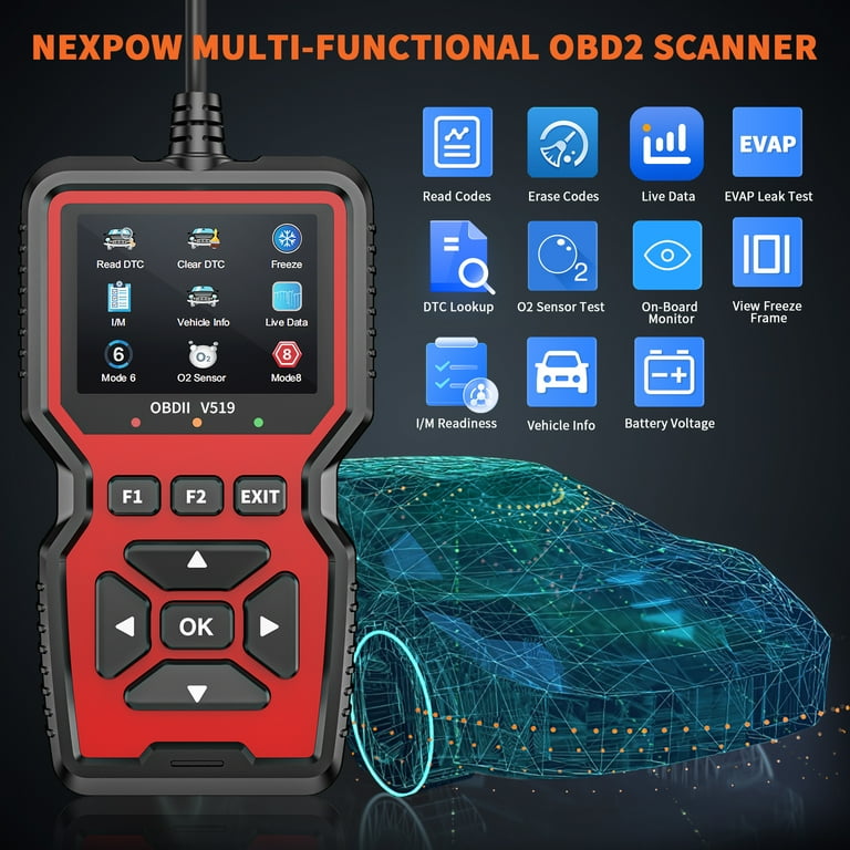 VEVOR OBD2 Car 5.0 Bluetooth Scanner Code Reader OBDII Read Tool for  IOS/Android
