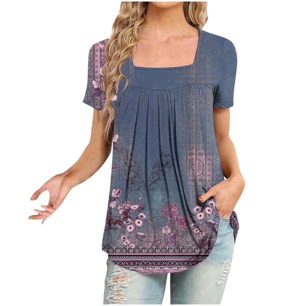 Fiudx Camisas de Mujer Mujer Moda Casual Manga Corta Suelta Camiseta Blusa Tops