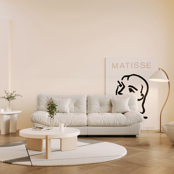 Sdorens 89" Modern Cloud Sofa,Velvet Couch,3-Seat Sofa for Living Room,Apartment and Small Space,Beige
