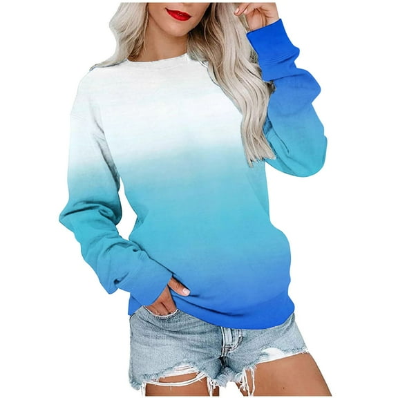 WXLWZYWL Women's Printed T-shirt Long Sleeves Blouse Round Neck Casual Tops Sweatshirt Hoodies