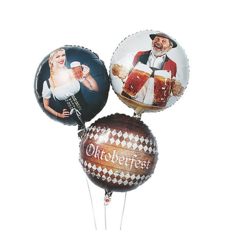 Fun Express Oktoberfest Mylar 18" Multi-color Balloons, 3 Count