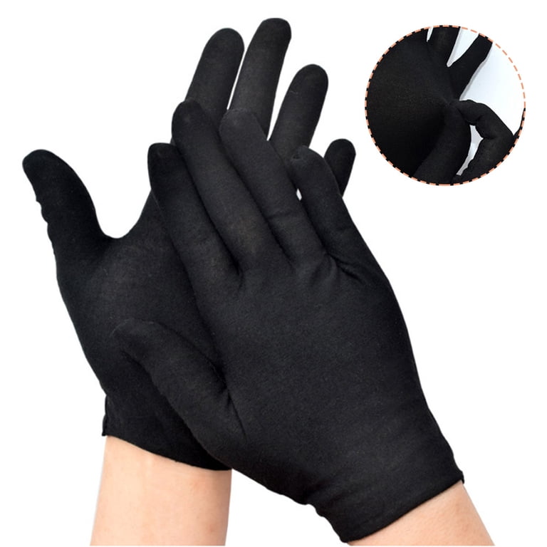 black cotton dress gloves 12 Pairs Full Finger Working Formal Parade Jewelry Inspection Protective Stretcahble Mittens shapewear dresses 1 lasting performance Old Fashioned Christmas Tree Hand gloves Size:MOM-2X
