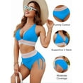 thumbnail image 5 of YourLovely Women High Waisted Bikini Sets Tummy Control Swimsuits Color Block Two Piece Drawstring Bathing Suit, 5 of 5
